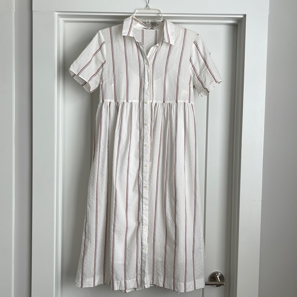Madewell Red, White, & Blue Striped Collard Dress